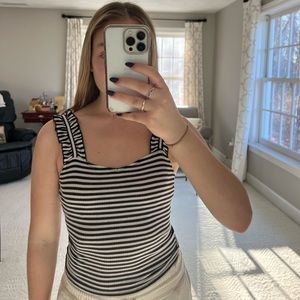 black and white striped tank xs